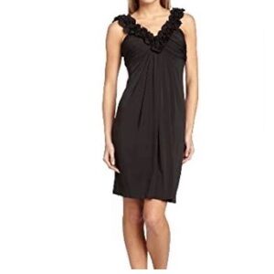 Maggy London Little Black Cocktail Dress with Ruffle Neckline -Charming!